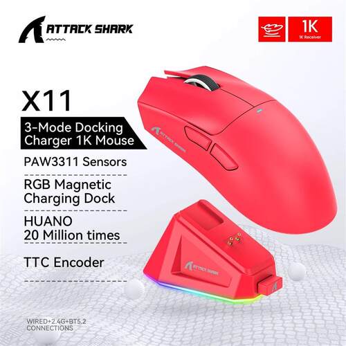 Attack Shark X11 Wireless MouseBluetooth/2.4G/wired Tri-Mode