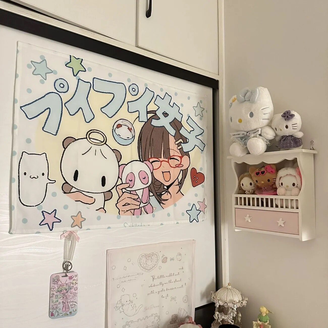 ins可爱卡通少女挂布卧室宿舍背景布装饰布学生宿舍装饰卧室墙布