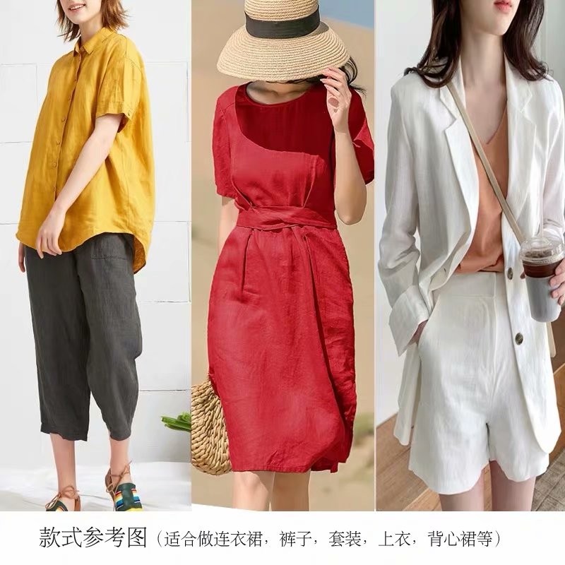 高端纯亚麻布料砂洗民族风服装面料薄夏季连衣裙裤子衬衫棉麻布料图片