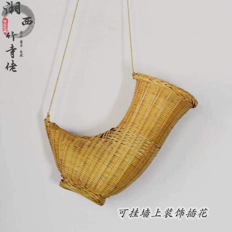 花瓶竹篮摆件腰篓竹筐挂饰道具装饰竹编纯手工鱼篓插花传统竹篓子
