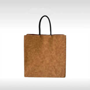 UR小众复古个性大容量手提购物袋简约高级感仿纸袋纯色托特包女包