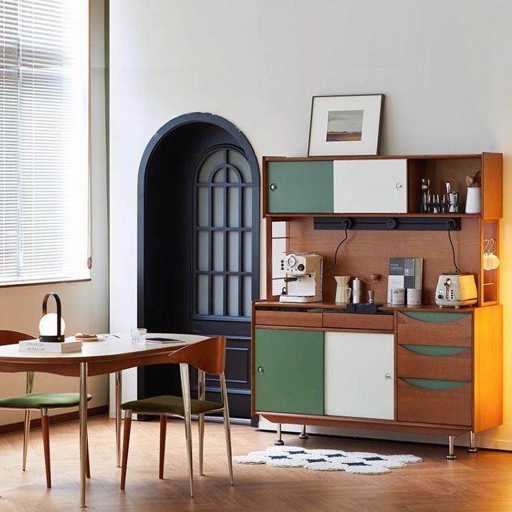 复古实木餐边柜中古厨房橱柜窄款置物柜茶吧机餐边柜一体美式双层,3C数码配件,USB灯,淘宝优惠券,粉丝福利购,淘宝优惠卷