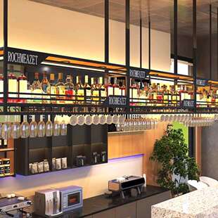 酒吧台工业风倒挂红酒杯架悬挂式酒架置物架音乐餐吧铁艺吊架酒柜