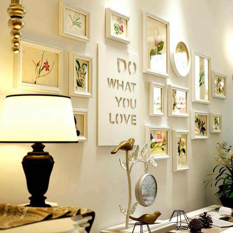 欧式客厅照片墙创意相框墙组合实木饭厅卧室相片墙挂墙背景墙装饰