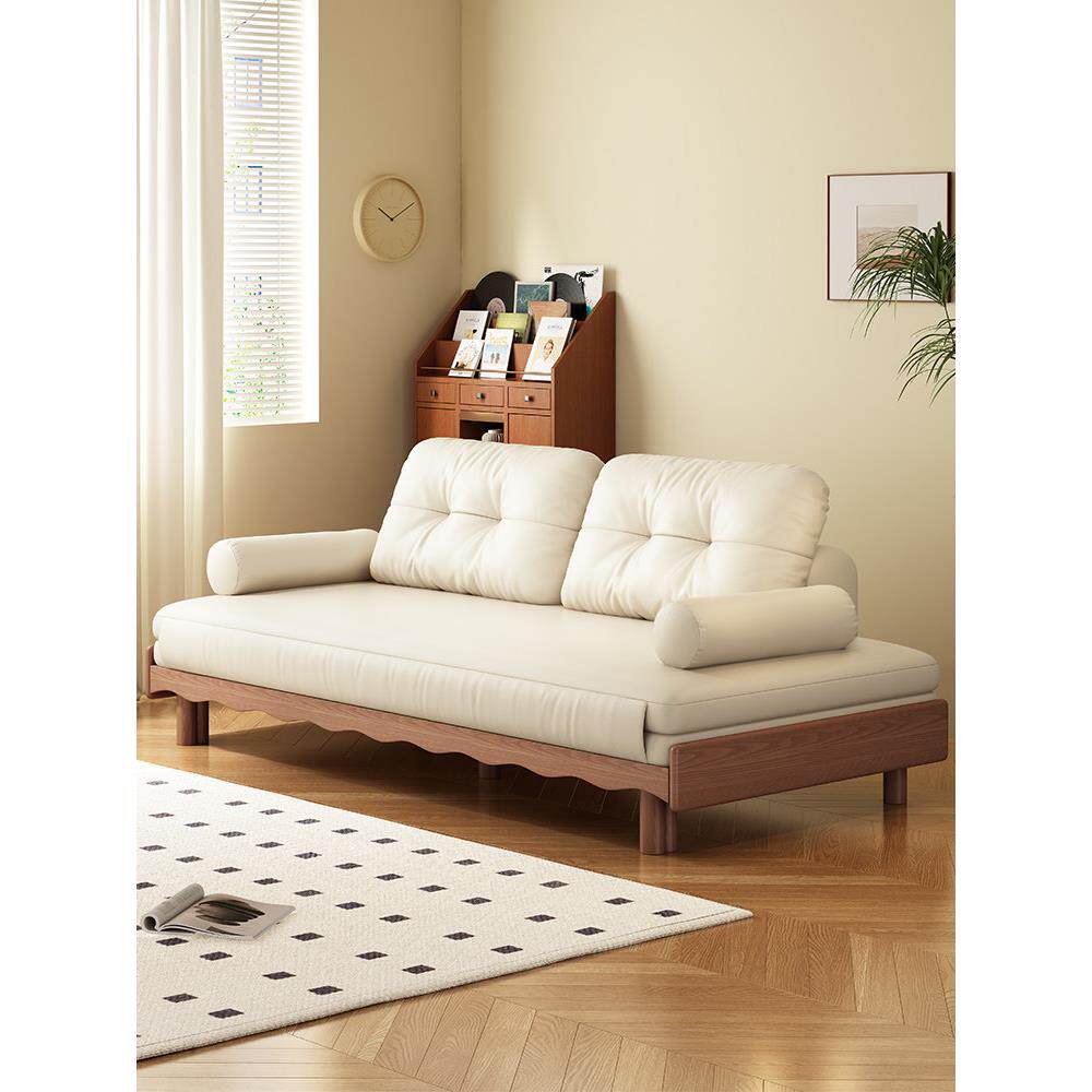 新款实木沙发床伸缩两用小户型客厅多功能单双人猫抓皮折叠沙发床