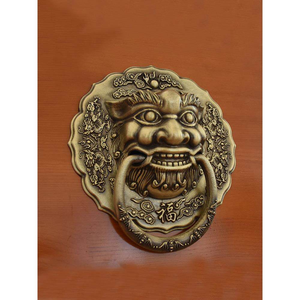 中式彷古纯铜兽头拉手大门狮子头虎头拉环覆古典装饰木门环扣把手