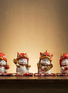 创意招财猫摆件可爱迷你小号桌面装饰品店铺开业送礼收银台发财猫