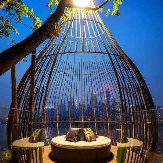 铁艺鸟笼装饰特大号金属摆设火锅店休闲鸟笼卡座户外大型超大鸟笼