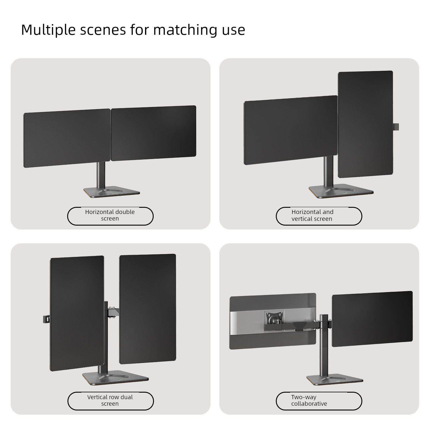 迅旭双屏显示器站立式一对二机械臂二合一电脑高架底座可旋转升降