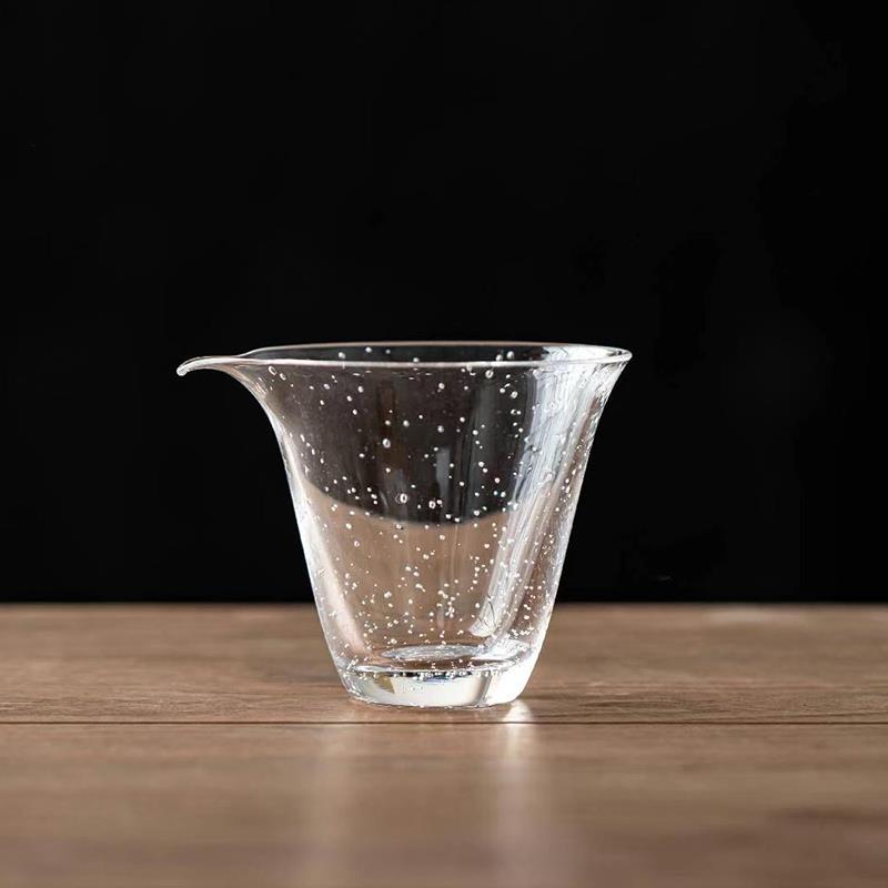 气泡斗笠公道杯高硼硅水晶玻璃公杯手工日式茶海简约茶具分茶器