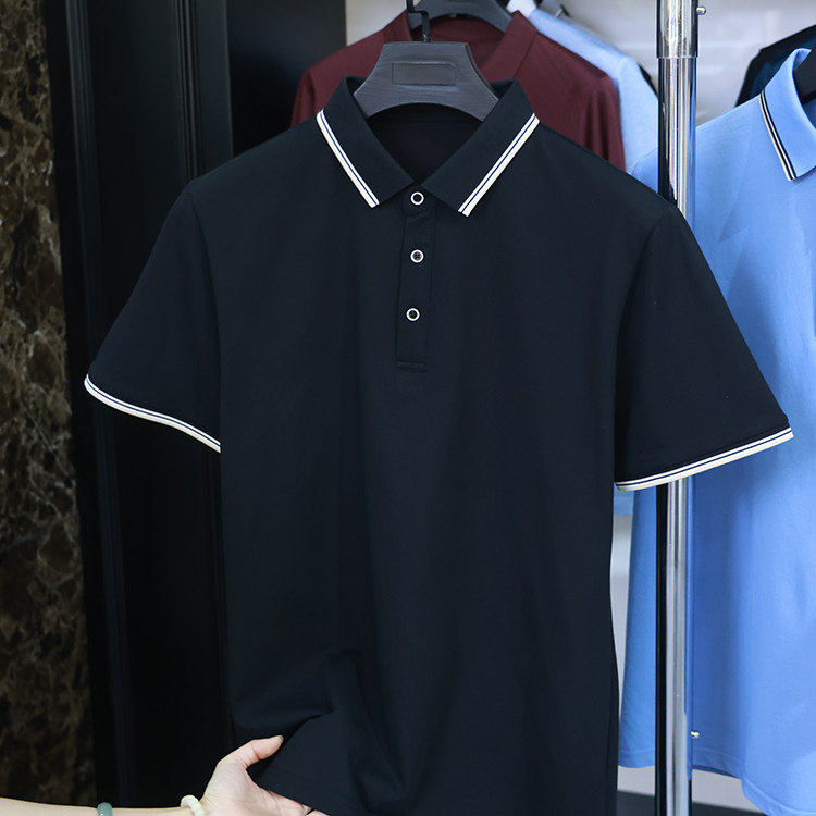 【豆家】撤标撤柜！夏季男简约时尚舒适经典纯色桑蚕丝短袖POLO衫