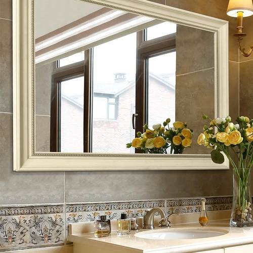 cs欧式浴室镜防水浴室柜镜子壁挂镜美式乡村卫生间镜子可定做