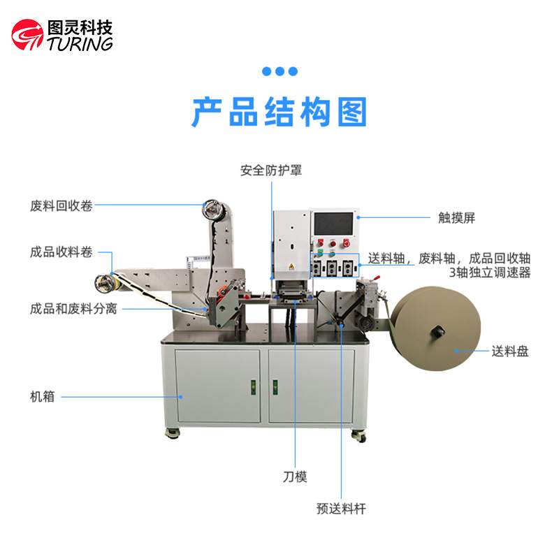 TR-201MS图灵科技自动切带机背胶魔术贴 自动切形机模切机冲切机