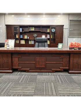 大气老板桌中式办公桌经理总裁桌大班台实木皮班台B-3277