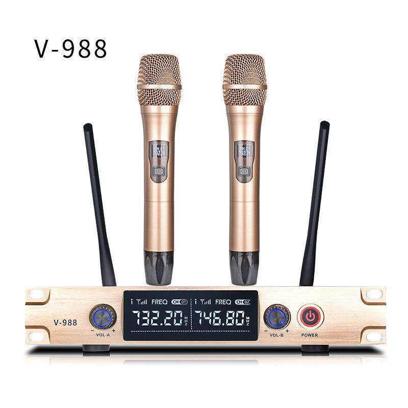 无线麦克风一拖二动圈家用KTV会议话筒专业手持K歌动圈话筒