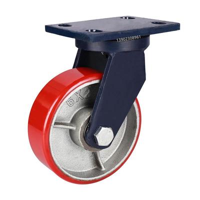 超重型脚轮456810寸承重铸铁心聚氨酯万向轮12寸吨位万向刹车脚轮