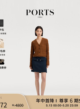 【年中首降】PORTS 1961早春女士经典LOGO贴布标针织开衫外套