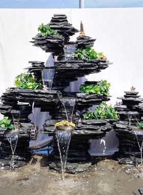 大型真石假山鱼池水景摆件瀑布流水喷泉造景庭院阳台天然原石装饰