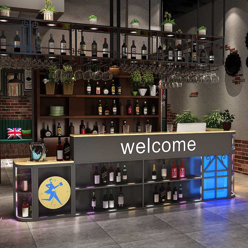 厂家直销复古工业风店铺餐厅前台接待台吧台桌酒吧台转角收银台