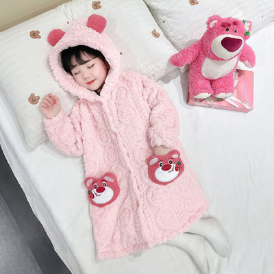 商场同款女童法兰绒家居服睡袍