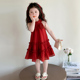 儿童夏季 女童法式 连衣裙2025新款 洋气红色公主裙女宝宝超好看裙子