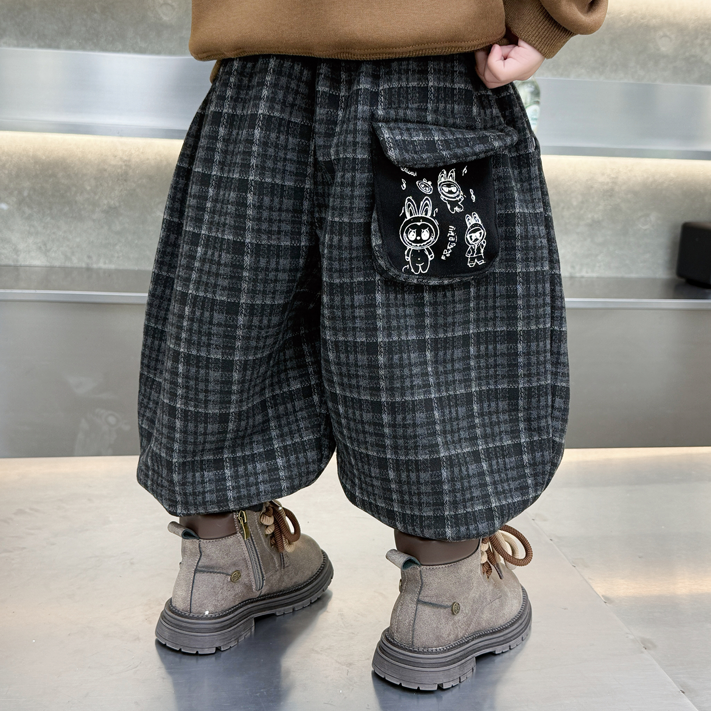 【冬上新】男童格子加绒灯笼裤
