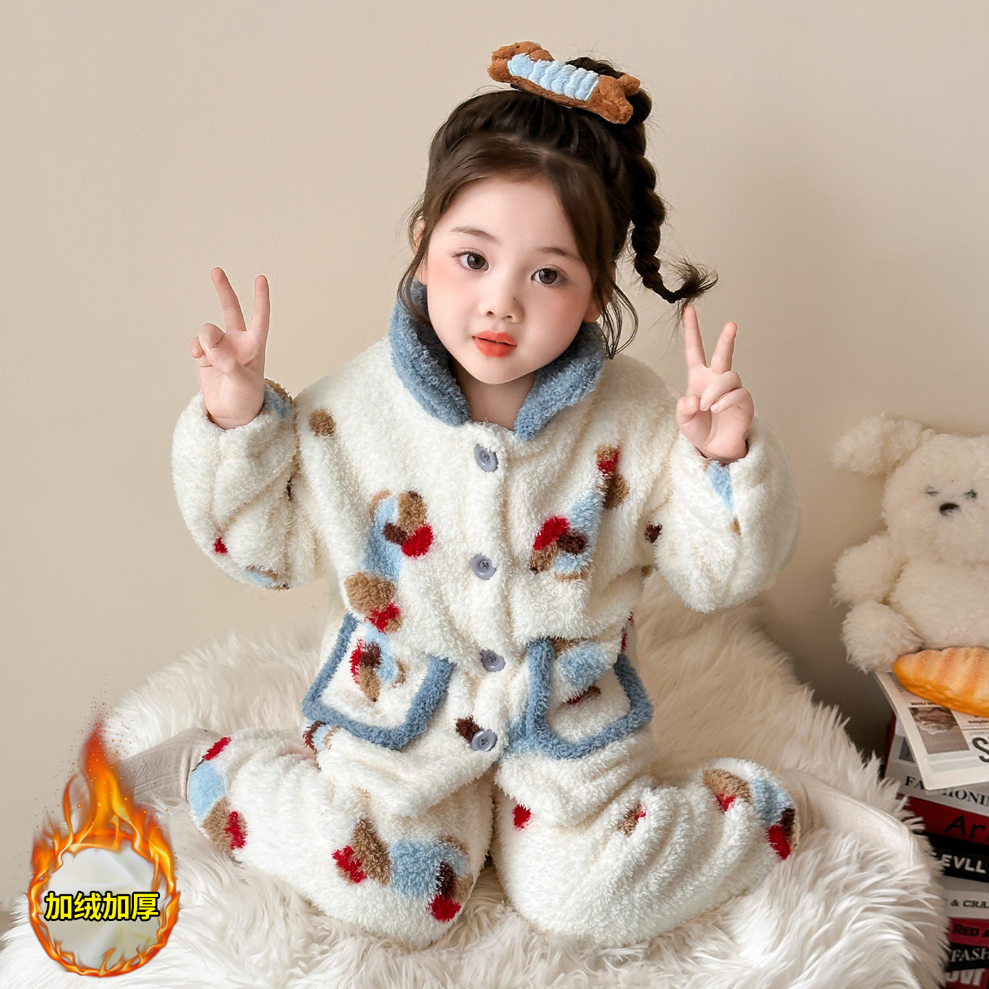 【冬上新】女童加绒家居服睡衣