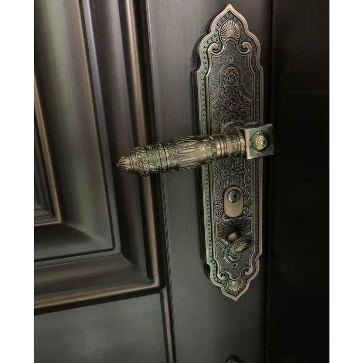 豪华别墅锌合金大门把手加厚防盗门执手锁通用型双开门对开门拉手