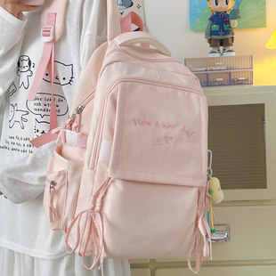 书包女大学生小众设计感大容量高颜值百搭背包女初中高中双肩包潮