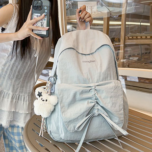 书包初中女生高颜值简约百搭纯色大学生双肩包女ins高中学生背包