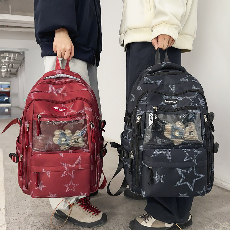 2026新款印花书包男生初中高中大学生女背包痛包小学生旅行双肩包