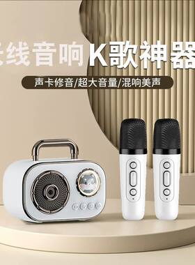 单双麦话筒一体式蓝牙音响家庭唱歌迷你户外便携高品质插卡小音箱