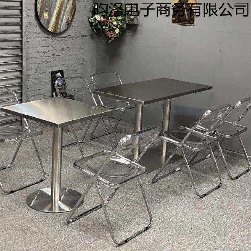 加厚不锈钢折叠桌子快餐小吃店工厂食堂咖啡厅工业风长方形餐桌椅,3C数码配件,USB灯,淘宝优惠券,粉丝福利购,淘宝优惠卷
