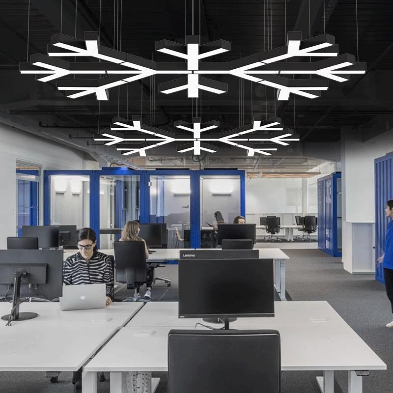 LED吊灯商场超市雪花造型灯健身房网咖办公室舞蹈室创意灯具