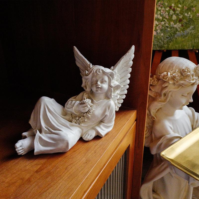 爱丽丝天使复古迎宾大型落地摆件托盘美式家居装饰品法式软装雯沃