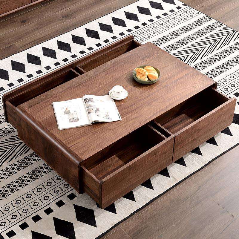 北美进口黑胡桃木实木茶几简约现代樱桃木电视柜茶桌组合意式地柜