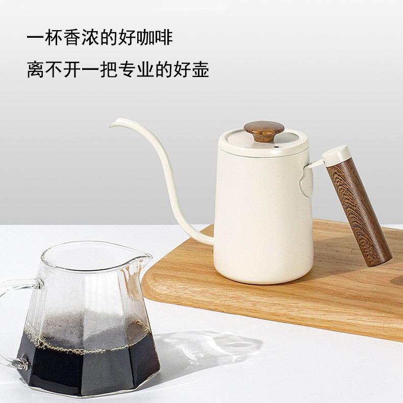木手柄手冲咖啡壶复古304不锈钢咖啡壶家用鹅颈长嘴细口壶咖啡器