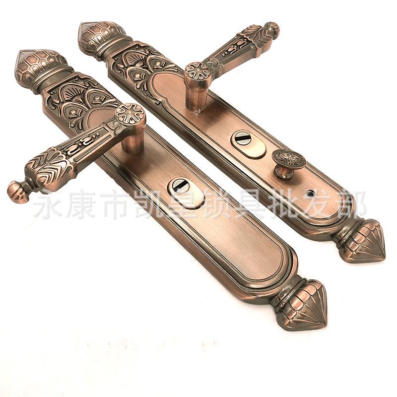 防盗门把手通用入户大门拉手家用大门锁锌合金红古铜桃型加厚防撬