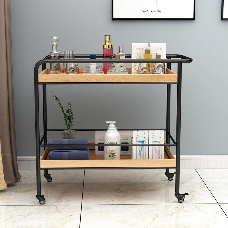 简约收纳小推车现代铁艺移动沙发边几客厅厨房置物架餐车复古实木