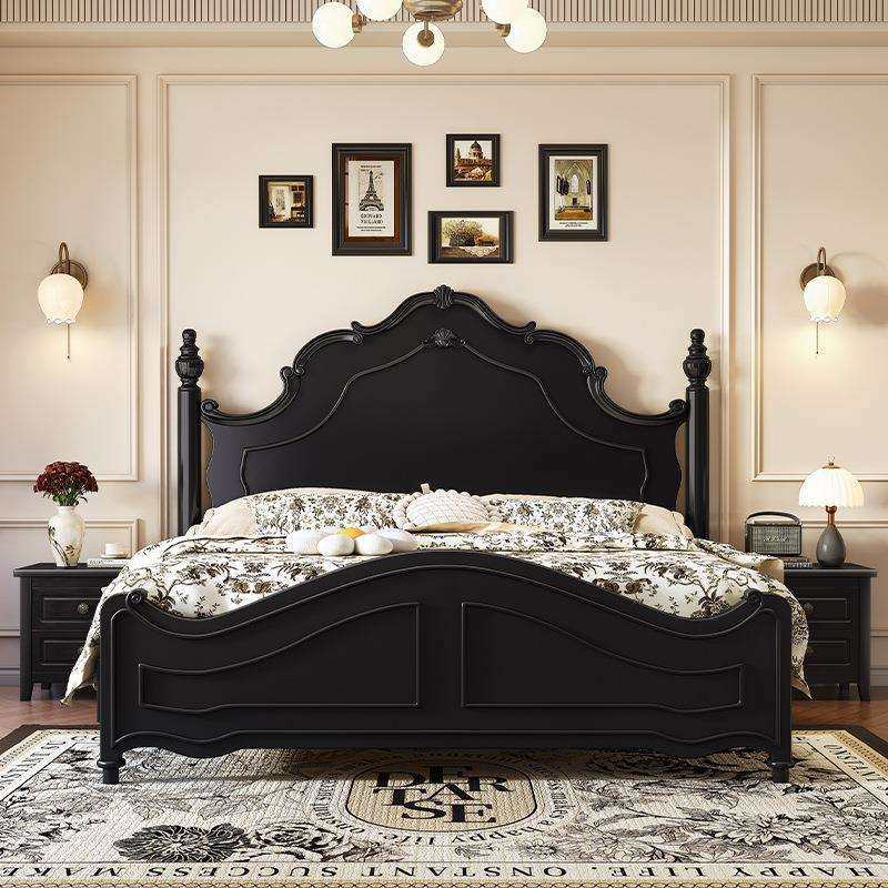 中古风法式复古实木床现代简约主卧黑色美式公主床高箱储物婚床,3C数码配件,USB灯,淘宝优惠券,粉丝福利购,淘宝优惠卷