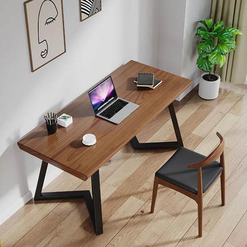 实木办公桌电脑桌简约设计家用书桌台式原木大板桌长条桌学习桌