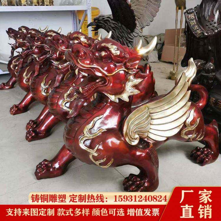 招财铜貔貅麒麟家居装饰品铜摆件店铺供奉仿古瑞兽雕塑工艺品直销