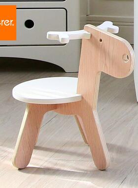 soerer施乐幼儿圆婴童木质卡通凳子椅子北欧风格彩色创意简约小鹿