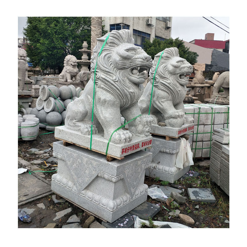 一套动物摆件现货石狮子麒麟大象十二生肖园林装饰浮雕石大理石