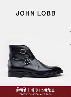 【雅适之选】JOHN LOBB秋冬新品 ALLIANCE男士黑色小牛皮双搭扣靴