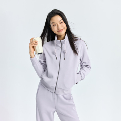 女款运动上衣秋季外套肉感中空兰精代尔立领长袖训练显瘦跑步上衣