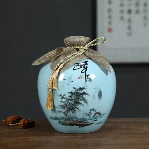 ll景德镇陶瓷酒坛子密封空瓶子10斤家用有盖存酒缸储酒罐泡酒瓶酒