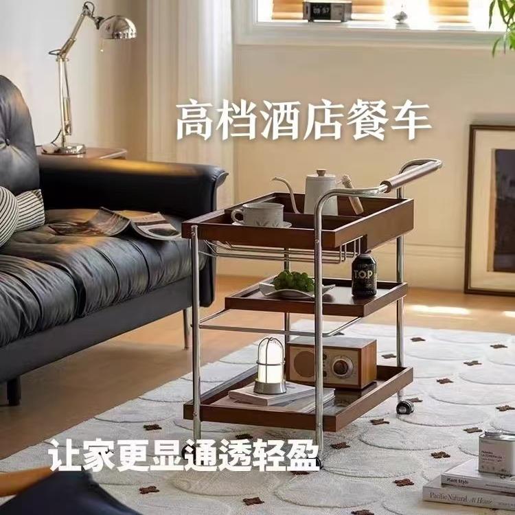 悠悠酒店手推餐车实木可移动沙发边几复古侧边柜角几小茶几桌子