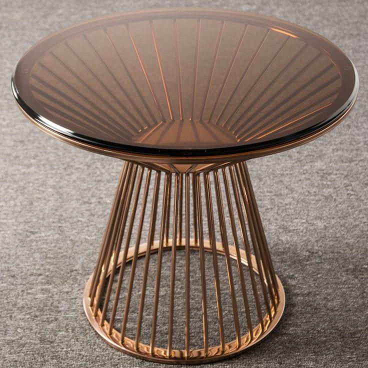 轻奢奶茶店岩板小圆桌咖啡餐厅钢化玻璃桌餐桌酒店接待桌洽谈桌子