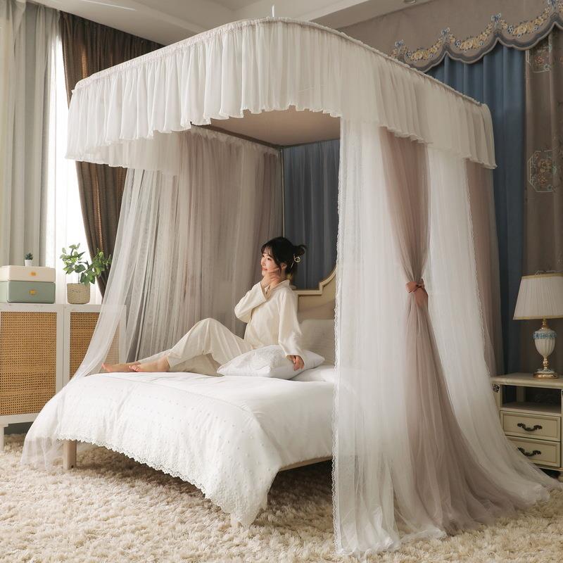 CB#双层防蚊轨道蚊帐1.5M1.8m2.2m2m床落地三开可升降调节蚊帐床